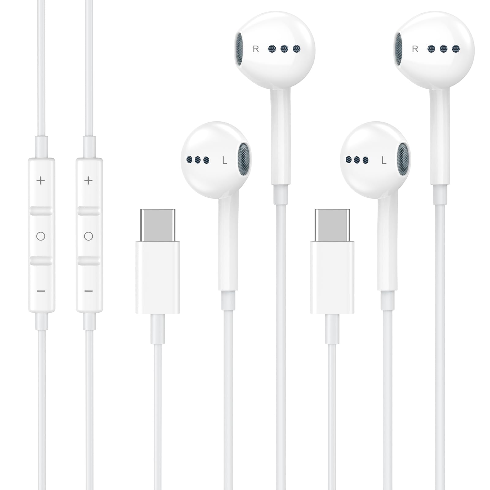 2 Pack USB C Headphones for iPhone 17 16 15, Type C