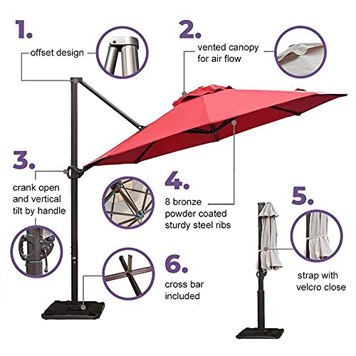 Abba Patio 11 ft Patio Offset Hanging Umbrella Outdoor Cantilever