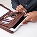 Zippered Business Padfolio with Junior Legal Notepad - Light Brown PU Leather Portfolio Binder & Organizer Folder with 8 Inch Tablet Sleeve by Lautus Designs