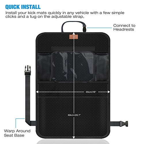 AEMIAO-2-Pack-Organizadores-para-Coche-Kick-Mats-de-Coche-Universal-Multi-Bolsillos-Organizanizador-Impermeable-Protector-Asiento-Trasero-Coche-con-Soporte-de-iPad-Nios-Accesorios