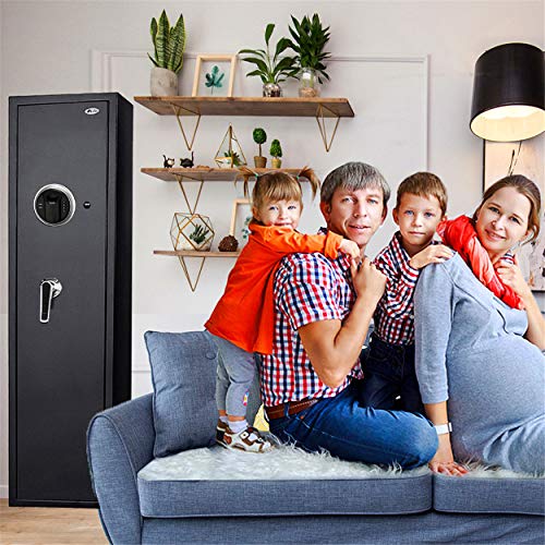 Moutec Large Biometric Rifle Gun Safe, Quick Access Fingerprint Rifle Gun Safe, 5-Gun Metal Rifle Gun Security Cabinet for Rifle with/Without Scope with Separate Pistol/Handgun Lock Box - Thumbnail 5
