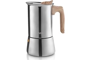 Sivaphe Stainless Steel Stovetop Espresso Coffee Maker, 6cups Espresso pot, 300ml Moka Campaing Coffee Pot, Induction Italian Mocha Pot with Step-by-step Instructions(1 Cup=50ml)