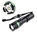 LED Flashlight, PeleusTech Water Resistant Super Bright Cree T6 powerful 3-Mode LED Zoomable aluminum alloy Flashlight Torch for Traveling Protection - Black
