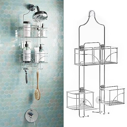Zenna Home Hanging Shower Caddy, Over the Shower Head Bathroom Storage