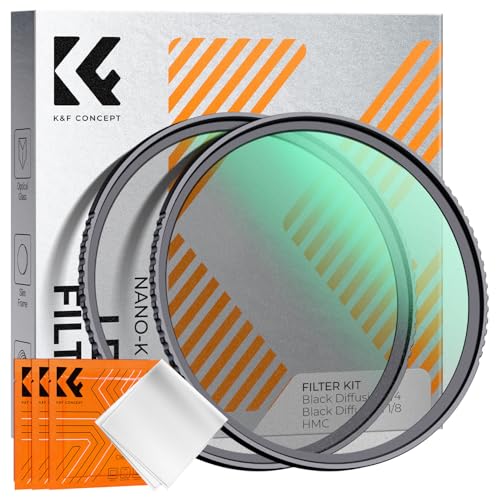 K&F CONCEPT Filter Black-Mist 1/4 & Black-Mist 1/8 Filter, 62mm Black Promist Filtersets Effektfilter Black Diffusion Effektfilter (Nano-Klear)