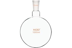 XCD Borosilicate Glass Single Neck Round Bottom Boiling Flask with 24/40 Standard Taper Outer Joint, Heavy Wall, 1000 ml