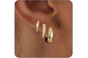 VIROMY Gold Hoop Earrings Set for Women Trendy, 14K Gold Plated Lightweight Small Gold/Silver Hoop Earrings for Women Chunky Open Hoops Earrings Jewelry Gifts