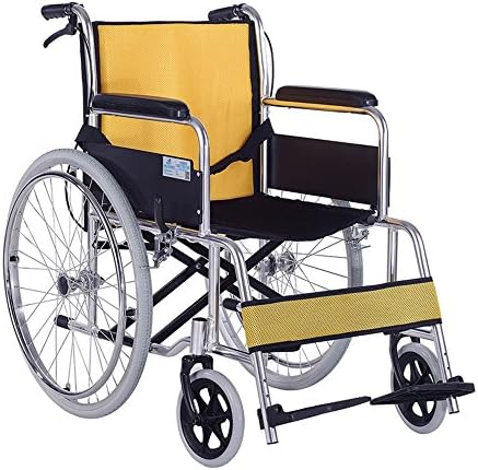 LYYYL Wheelchair Lightweight Folding Portable Transport Chair with Bags Solid Tires Seatbelt Hand Brakes Comfortable Armrest Seat Heavy Duty 220lbs Swing Away Foot Rrests for Men and Women