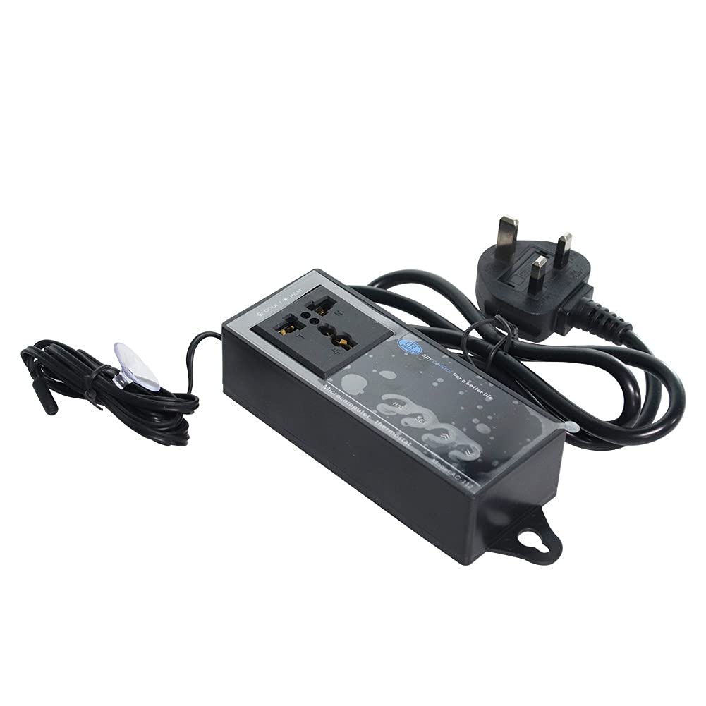 Reptile Pets Thermostat Outlet Terrarium Tank LED Digital Temperature Controller for Heating Mat for Snake Lizard Tortoise Birds Fish, UK Plug