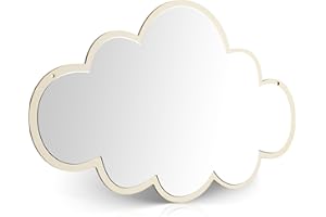 FOMIYES Nordic Cloud-Shaped Baby Mirror - Wooden Safety Mirror for Nursery Decor, Non-Slip Base, Detachable Design, Perfect f
