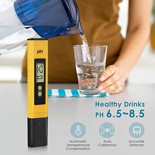 VEROSKY Digital PH Meter, PH Meter 0.01 PH High Accuracy Water Quality Tester with 0-14 PH Measurement Range for Household Drinking, Pool and Aquarium Water PH Tester Design with ATC