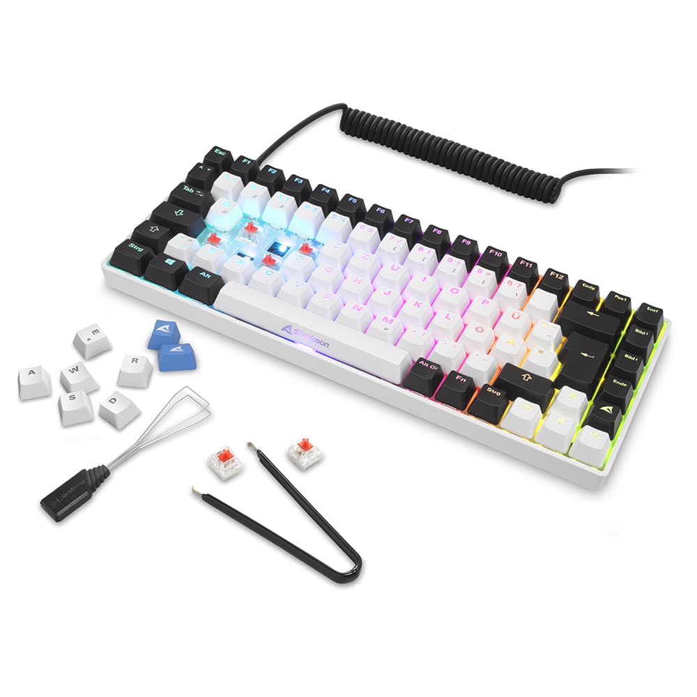 Sharkoon Skiller SGK50 S3 Weiß, RGB Gaming Keyboard, Gateron Red, 75% Layout 5