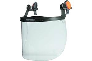 Klein Tools 60528 Full-Brim Hard Hat Face Shield, Clear, Impact-Rated, Anti-Fog, Low-Profile Design, Flip-Up, Earmuff Compatible, One Size