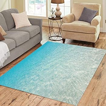 Pinbeam Area Rug Blue Clear Tropical Beach Water Ocean Calm Caribbean Home Decor Floor Rug 5' x 7' Carpet