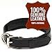 Logical Leather Padded Dog Collar - Best Full Grain Heavy Duty Genuine Leather Collar - Black - Medium
