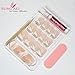 False Nails Bling Art French Fake White Silver Glitter Squoval 24 Medium Tips