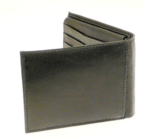 Black Leather Wallet 6 Credit Cards 1 ID Card Coins Notes