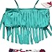 Baby Girls 3 Pcs Swimwear Tassels Halter Top+Floral Bottom+Headband Swimsuit (2-3T, Cyan)