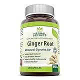 Herbal Secrets Ginger Root Supplement - 550 mg Capsules - Easy to Swallow Capsule - Helps to Relieve From Symptoms of Nausea and Upset Stomach * An All Natural Digestive Aid * 120 Capsules Per Bottle