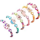 ChungLong0593 Friendship Animal Charms Bracelets Cute Dog Cat Unicorn Butterfly Heishi Bracelets Stack Vinyl Clay Disc Bead Stretch Summer Beach Bracelets For Women