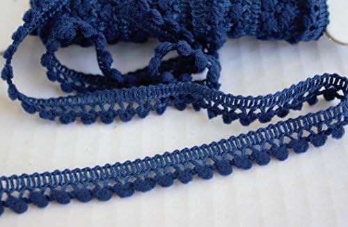 Navy Mini Pom Pom Fringe Very Small Pompom Ball Trim 3/8 inch W - 6 yards - Sewing Supplies