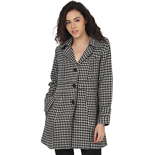 peptrends printed woollen coat black