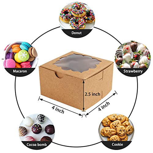 NPLUX 4x4x2.5in Bakery Boxes with Window Small Treat Boxes Mini Pie