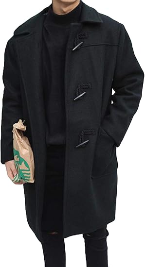 Amazon ニカ メンズ 冬 ダッフルコート ロング丈 防寒 防風 通学 通勤 かわいい 無地 アウター 長袖 トップス おしゃれ コート ジャケット 通販