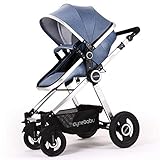 Baby Stroller Bassinet Pram Carriage Stroller - Cynebaby All Terrain Vista City Select Pushchair Stroller Compact Convertible Luxury Strollers add Foot Cover (Mature Blue)