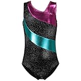 One-piece Rainbow Stripes Ballet Tutu Dancing Athletic Leotard for Little Girl (140(8-9Y), Black)