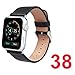 for Apple Watch Band 38mm Series 1 Series 2 Series 3,TOROTOP Luxury Black Genuine Leather Watch Band Strap Replacement Wrist Band with Adapter Clasp for 38mm Apple Watch(38mm-Black-A)