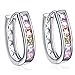 Forcolor White Gold-Plated Round-Cut Hoop Earrings with Colorful SWAROVSKI WLEMENTS Crystal