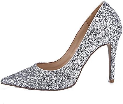 Jianda Women's Princess Party Leather Pumps Pointed Toe for Evening Prom 6 US
