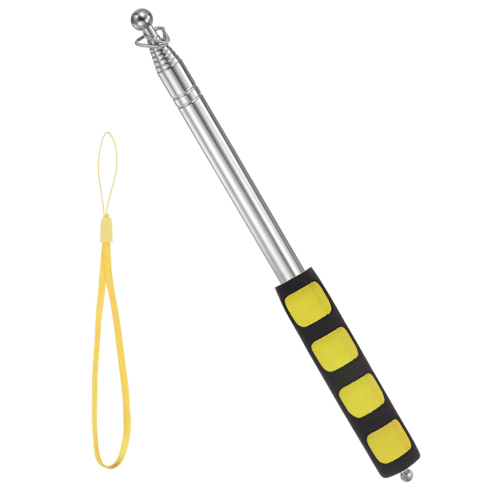 M METERXITY Flag Pole - 6.56 Feet Telescopic Handheld Flagpoles, Tour Guide Portable Flag Pole, Stainless Steel & Handheld, Anti-Slip Grip Apply to Pointer for Teacher/Outdoor (Yellow)