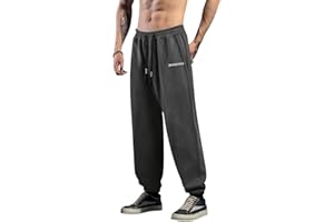 HHZ Men's Cotton Joggers Sweatpants Loose Baggy Gym Workout Yoga Lounge Pants with Elastic Bottom Straight Leg