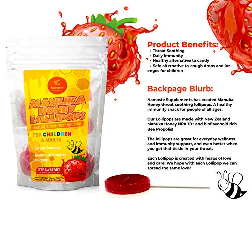 Manuka Honey Throat Soothing Immunity Lollipops for Children and Adult