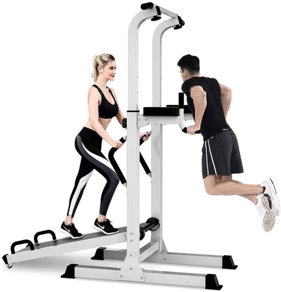 Pull Up Bars Dip Station Free Standing Stand Power Tower with Treadmill Multi Function Fitness Equipment for Home Gym 660 Weight Capacity