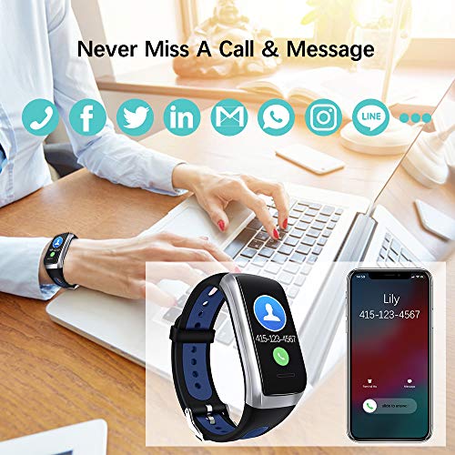 Fitness Tracker Watch, Activity Tracker with Heart Rate Monitor, 1.14'' Color Screen Fitness Watch with Blood Pressure Monitor Sleep Monitor, Pedometer Calories Counter Smart Watch (Blue) - Thumbnail 3