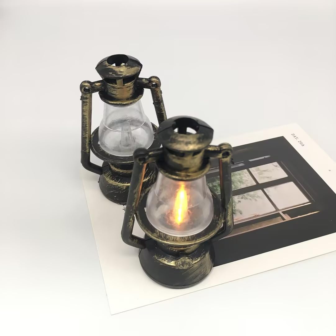 Photo 1 of 1pc Bronze Color Miniature Lamps for Dollhouse, Doll House Retro Oil Lantern Dollhouse Accessories Scene Ornaments Dollhouse Miniature Scene Model Hurricane Lantern Kerosene Lamp Furniture Decoration