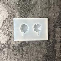 1pc Four Leaf Clover Keychain Pendant Silicone Mold for DIY Desserts Chocolate Pudding Handmade Cupcake Cake Topper Decor Jelly Shots Gum Paste Candy Ice Cube Crystal Soap Mould Fondant Mold