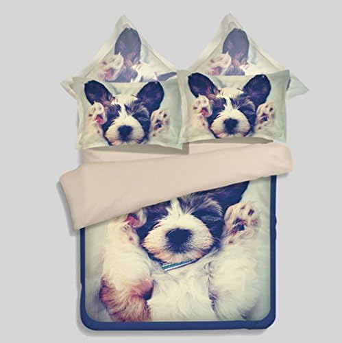 (3pcs ) high-grade textile Cute Dog Print Duvet Cover Set Dogs Bedding Set Teens Bedding Kids Bedding Boys and Girls Twin Full Queen King (Full, a8)