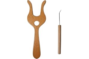 GaotKeut Knitting Fork and Curved Eye Pin Wooden Handicraft Cording Multifunctional DIY Craft Weaving Shuttle for Crochet Cor
