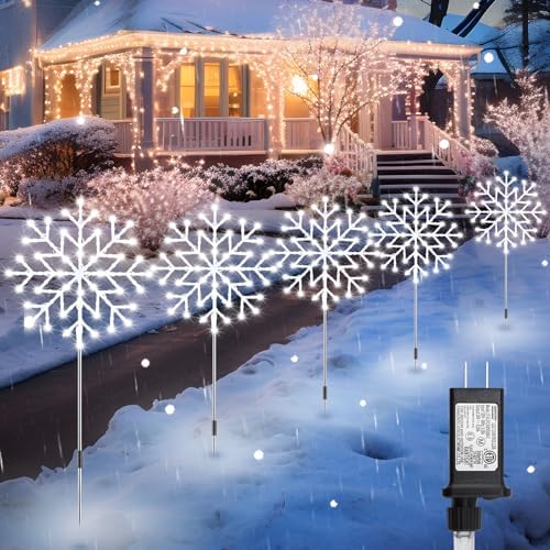 Snowflake Pathway Lights, 10 Large Snowflakes Christmas Pathway Marker