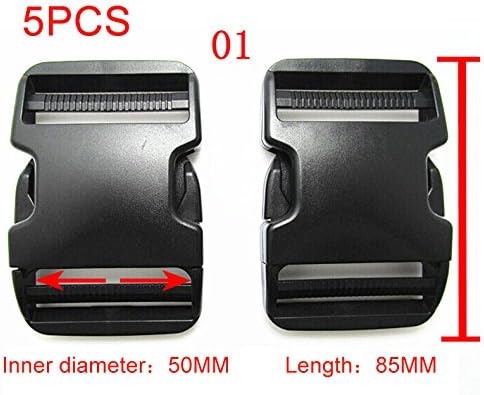 MILE 5 Pcs of Flat 50mm(2 Inch) Plastic Black Color Flat Side Release Buckles-1#