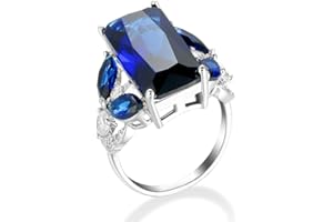 Lozeux Silver Plated Emerald Cut Created Morganite Amethyst Cubic Zirconia Filled Engagement Wedding Proposal Promise Ring Band for Women Ladies Lover Jewelry