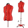 PDM WORLDWIDE Dress Form Adjustable Female Mannequin for Sewing Size 12-18, Pinnable Body Form with 13 Dials, Detachable Rolling Base, 42.5"-60" Height Range for Clothing Display, Medium to Large