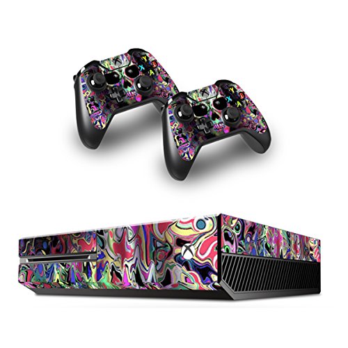Skins Stickers for Xbox One - Xbox One Console Remote Controller Protective Vinyl Decals Covers - Leather Texture Protector Accessories Fit Xbox 1 Controller - Color Skull