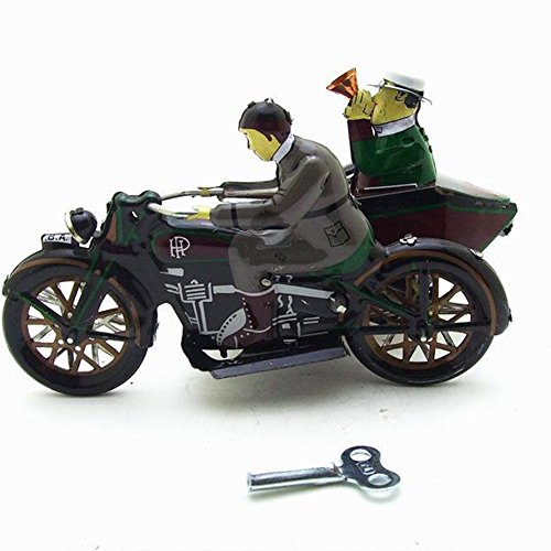 Qiyun Tin Toys Children Retro Wind Up Motor Tricycle Toys Creative Tin Toys Home Decoration
