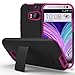 HTC One M8 Stand Case, GreatShield Legacy Series Ultra Slim Fit Hybrid Snap On Case Back Cover with Kickstand for HTC One M8 (2014) - (Black / Hot Pink Accents)