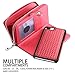 Vofolen Wallet Case for iPhone 8 Plus 7 Plus 6s Plus 6 Plus Detachable Zipper Plait PU Leather Card Holder Slot Protective Slim Fit Shell Magnetic Folio Flip Cover for iPhone 6+ 6s+ 7+ 8+ (Red)